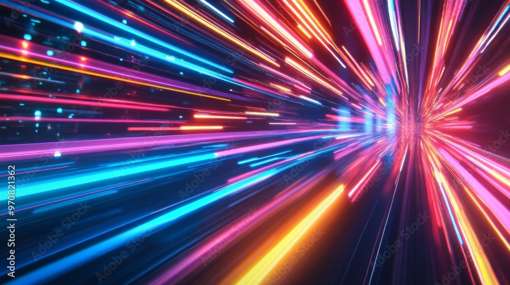 ネオンカラーのレーザー光線