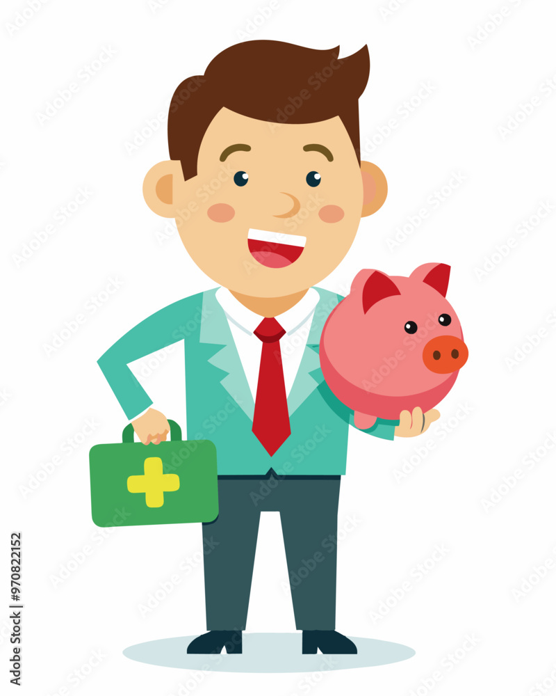 A small business owner having an emergency savings fund to cover any unexpected expenses or slow sales periods.. Vector illustration
