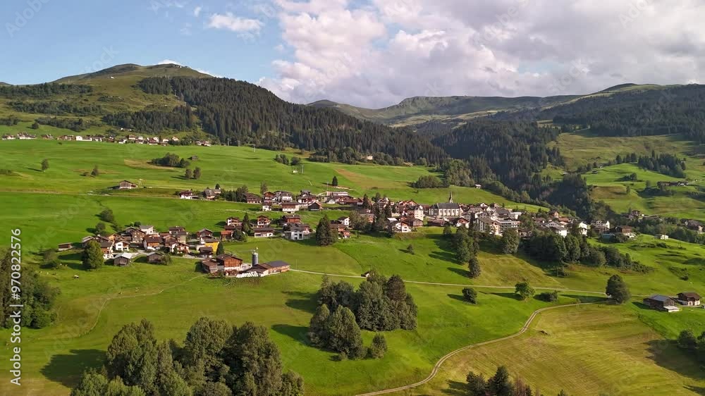 Switzerland nature village moving time-lapse hyperlapse, aerial Swiss town Switzerland nature village moving time-lapse hyperlapse, aerial Swiss town