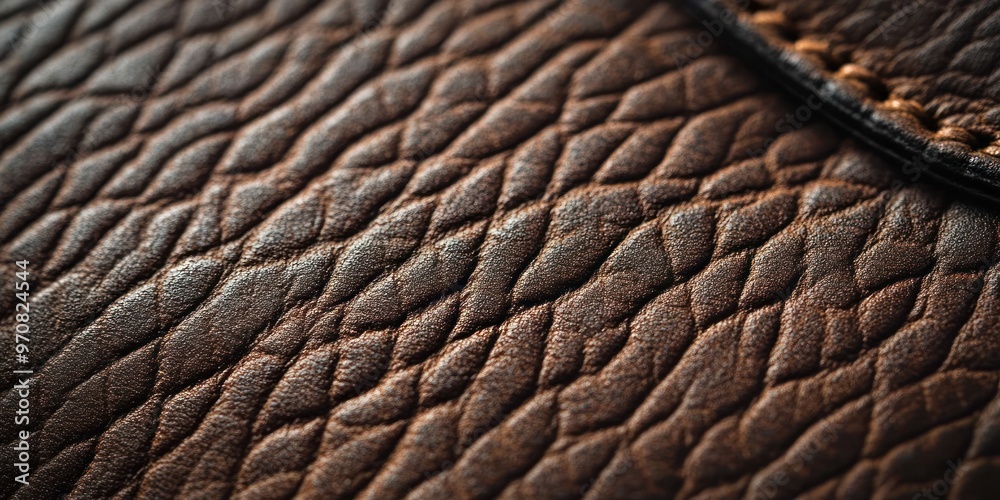 Close-up Macro Photograph of Brown Leather Texture with Stitching Close-up Macro Photograph of Brown Leather Texture with Stitching