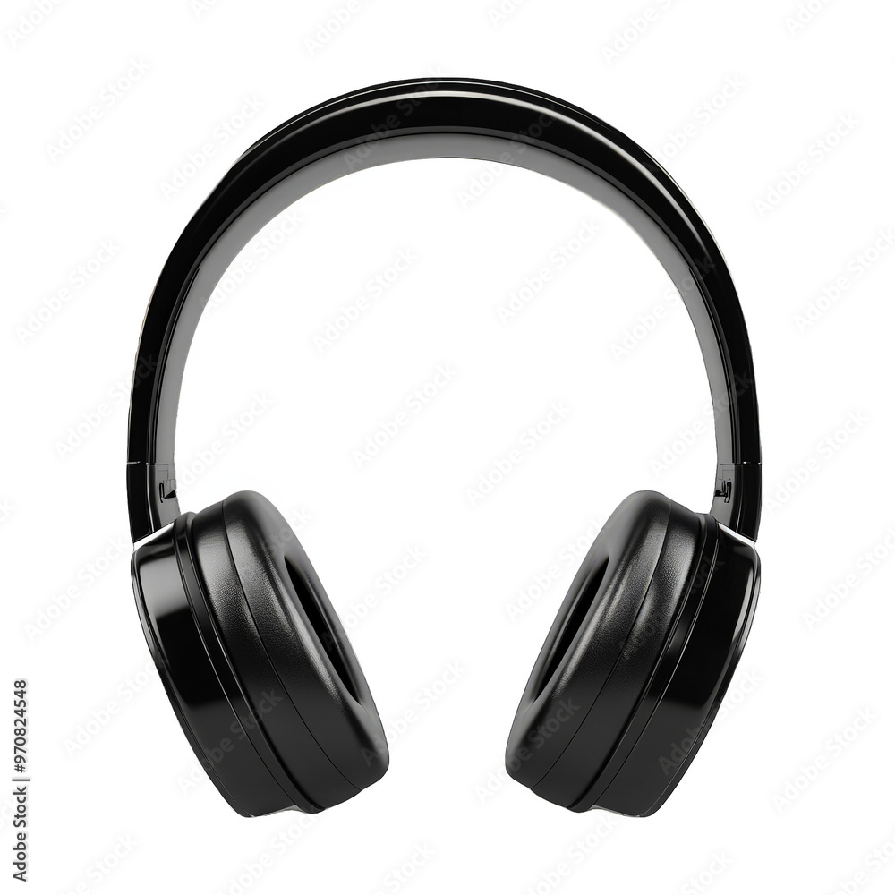 Black Headphones Isolated on Black Background. Black Headphones Isolated on Black Background.