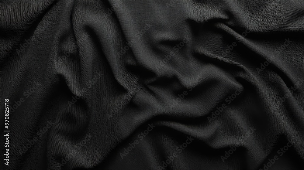 Fototapeta premium A soft, seamless black fabric texture, showing minimal wrinkles