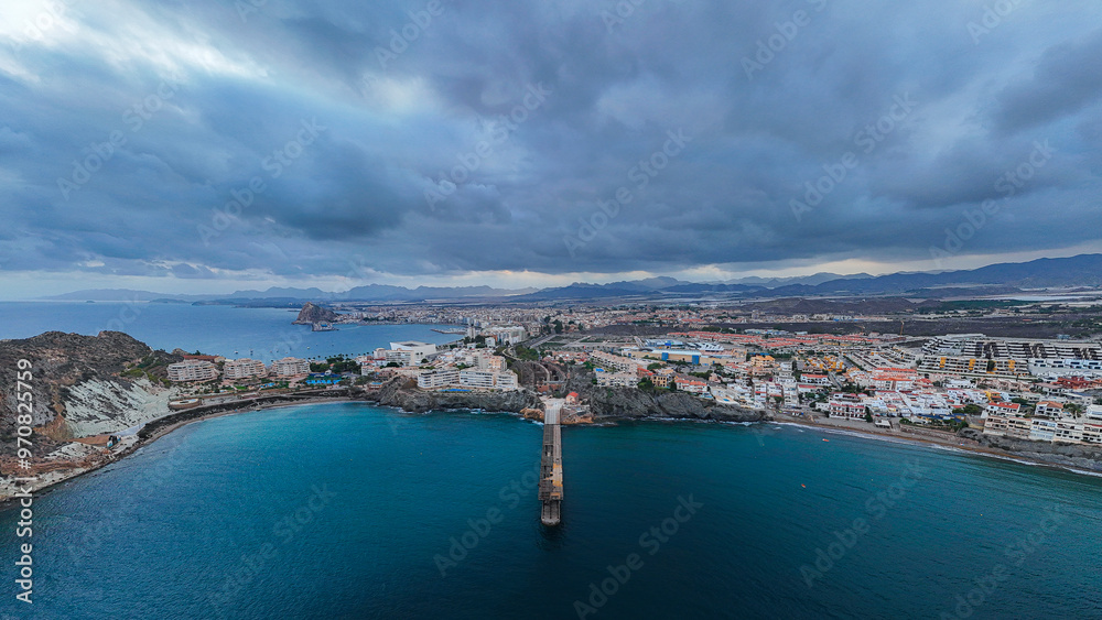 Naklejka premium Aerial view of Águilas, Murcia region, Spain, drone view 