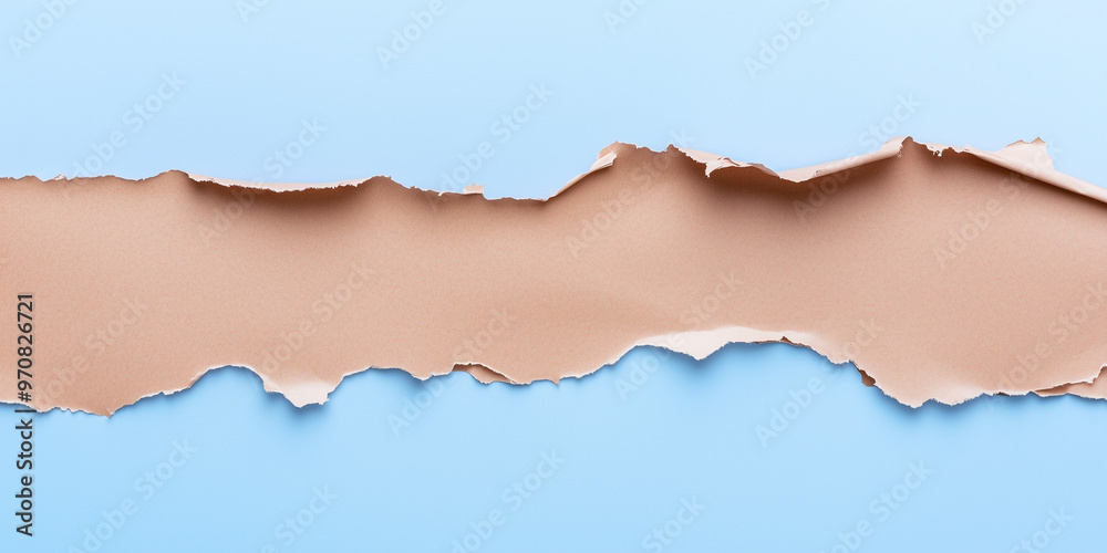 brown recicled paper edge ripped torn blue flat background isolated brown recicled paper edge ripped torn blue flat background isolated