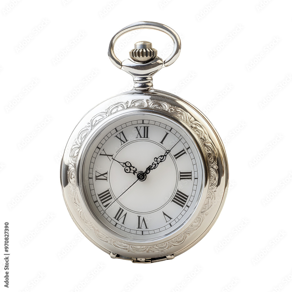 Antique Pocket Watch with Roman Numerals isolated on transparent background Antique Pocket Watch with Roman Numerals isolated on transparent background