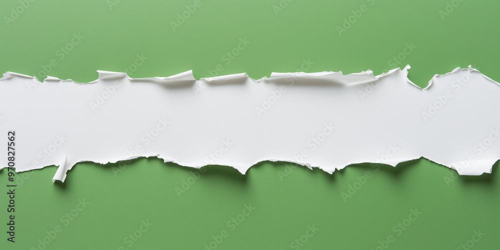 white paper edge ripped torn green flat background isolated white paper edge ripped torn green flat background isolated