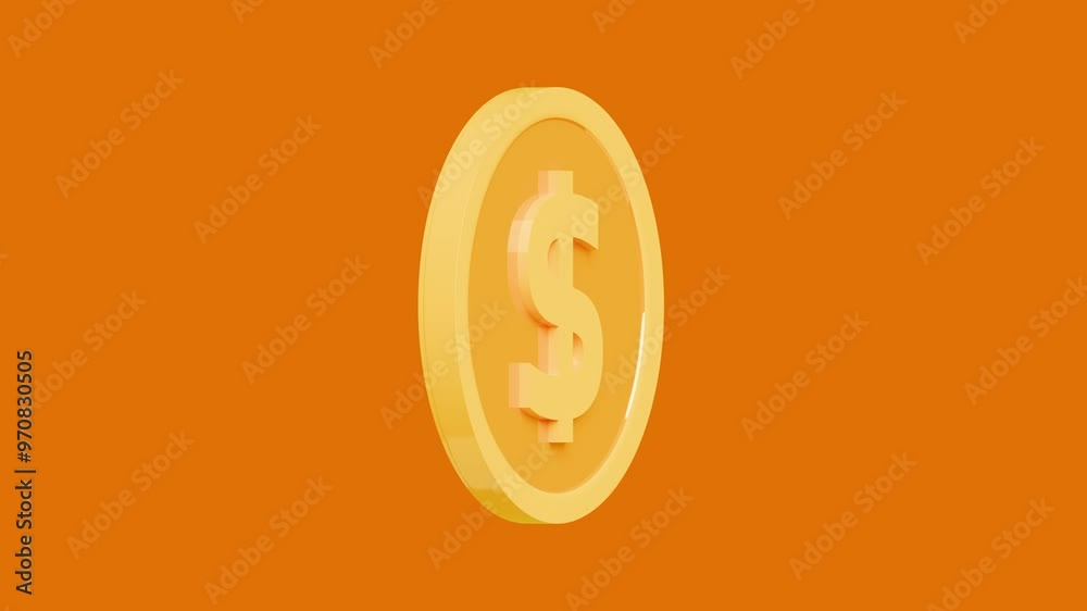 Rotating Gold Coin on a green background Chroma key. Dollar sign as a symbol of Success, Finance and Profit. Looping 3D animation in Ultra HD 4k for illustration Profit, Cashback or Payment.
