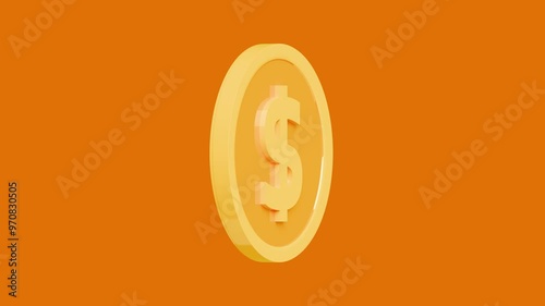 Rotating Gold Coin on a green background Chroma key. Dollar sign as a symbol of Success, Finance and Profit. Looping 3D animation in Ultra HD 4k for illustration Profit, Cashback or Payment.