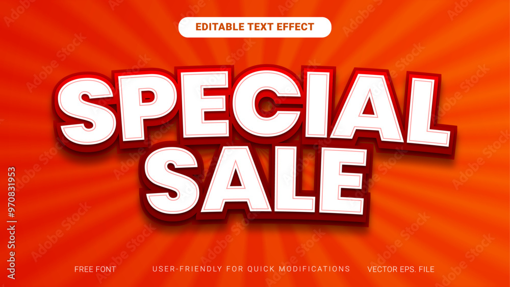 Editable Text Effect Special sale with orange gradient sun burst background vector Editable Text Effect Special sale with orange gradient sun burst background vector