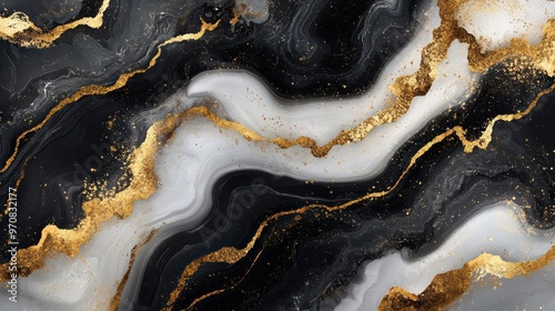 A striking design that combines elements of marble and gold foil to create a luxurious backdrop.