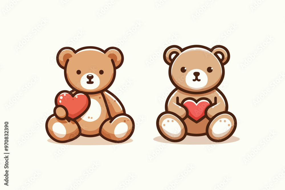 vector illustration set of a teddy bear plush toy wearing a bow on a white background vector illustration set of a teddy bear plush toy wearing a bow on a white background