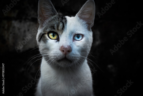 White cat with Heterochromia 