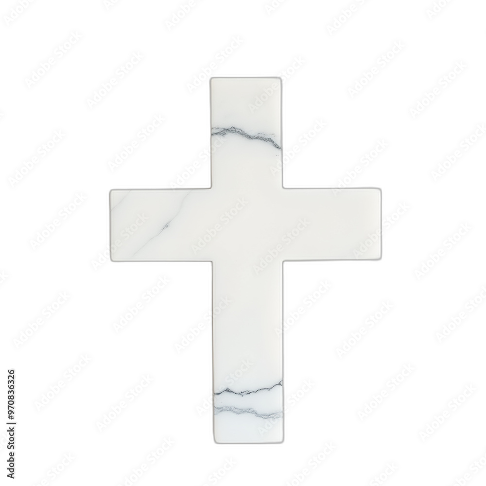 Obraz premium Polished marble cross with gray veins on neutral backdrop Timeless elegance