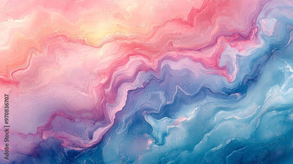 Abstract Pink and Blue Swirls with Golden Glitter Abstract Pink and Blue Swirls with Golden Glitter