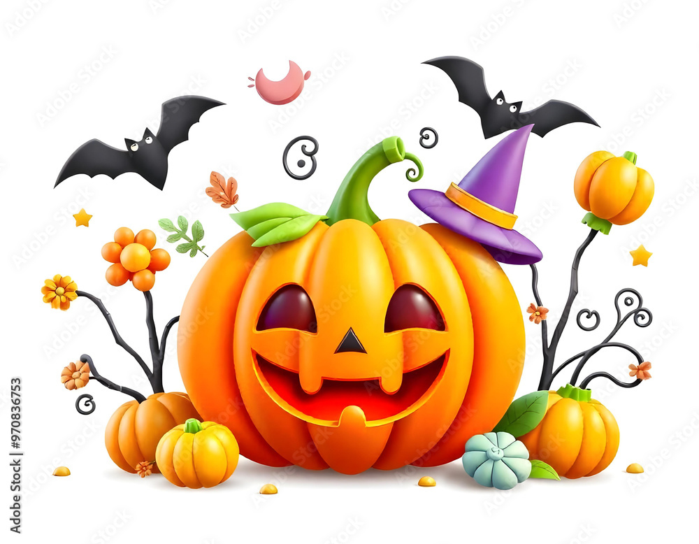 Vector character image of 3d pumpkin illustration cheerful nuance commemorating halloween day white background. Suitable for commemorating halloween day and used for halloween ornaments. Vector character image of 3d pumpkin illustration cheerful nuance commemorating halloween day white background. Suitable for commemorating halloween day and used for halloween ornaments.