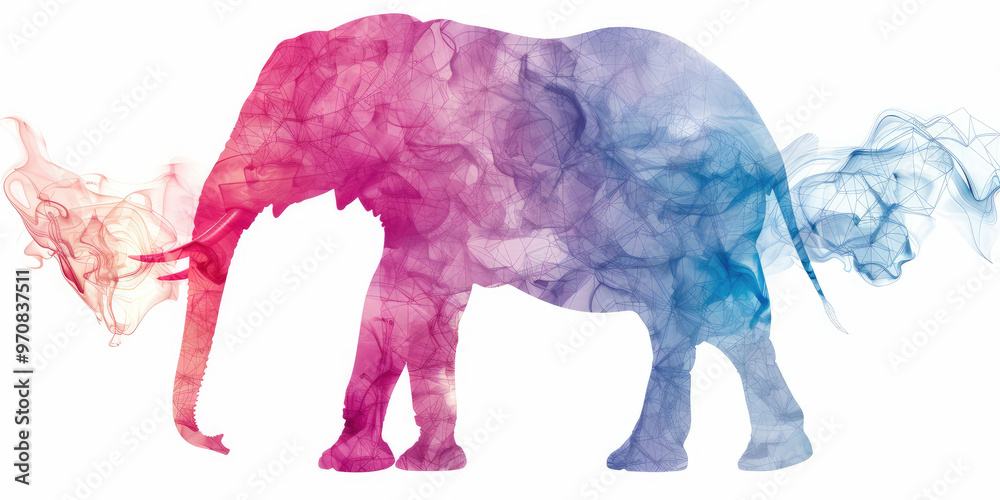 Obraz premium An Abstract Floating Elephant Isolated On Transparency Background
