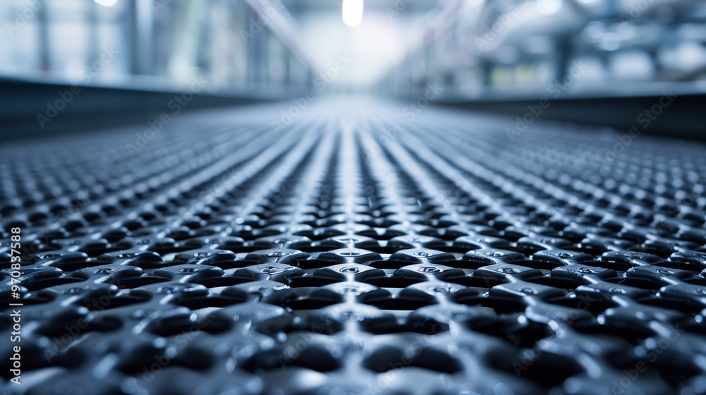 Fototapeta premium Metal grating floor in industrial setting