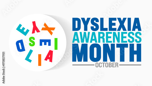 Dyslexia Awareness Month background or banner design template is observed every year in October. Holiday concept. Template for card, poster, placard, template. eps 10
