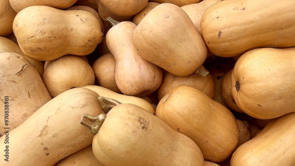 Close-up photo of butternut squash, ready for sale at a local market Close-up photo of butternut squash, ready for sale at a local market