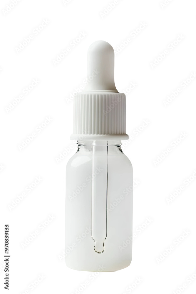 White dropper bottle on a white background White dropper bottle on a white background