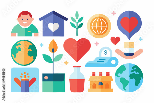 International day of peace and unity concept with global and environmental symbols