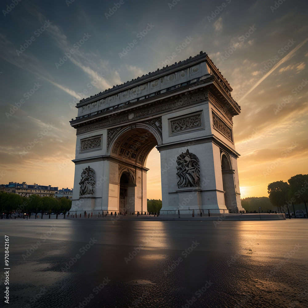 Obraz premium Horizontal view of famous Arc de Triomp