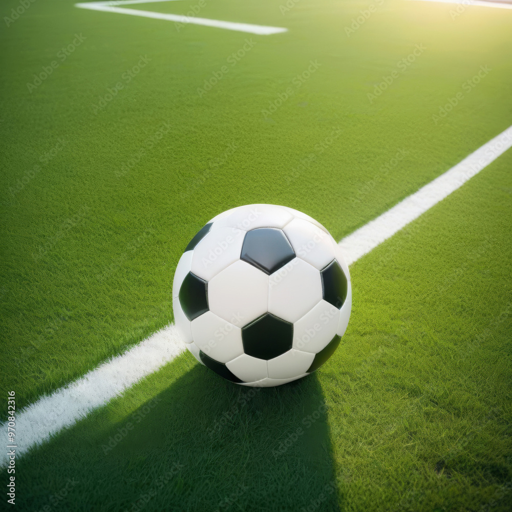 Fototapeta premium Soccer ball on a green field