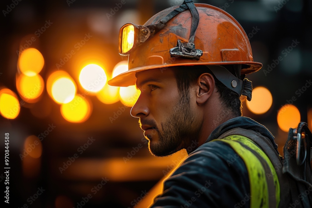 A Close-Up Portrait of a Construction Worker Wearing a Hard Hat A Close-Up Portrait of a Construction Worker Wearing a Hard Hat