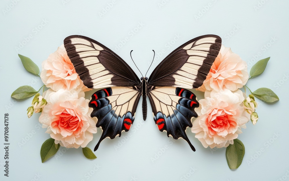 How can the symmetrical balance in the butterfly and flower arrangement ...