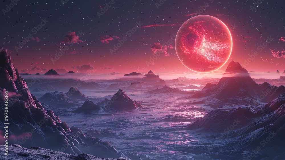 Landscape of an Alien Planet View of Another Planet with Landscape of an Alien Planet View of Another Planet with