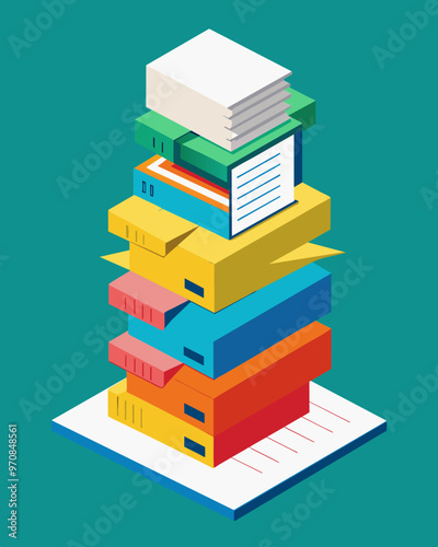 A stack of neatly organized receipts on a table with each receipt being labeled and colorcoded according to its corresponding expense cate giving the family a tangible and visual. Vector illustration