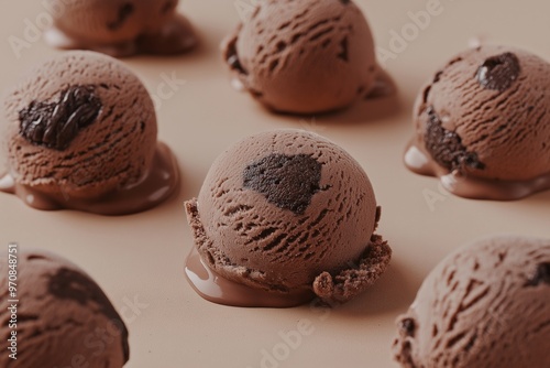 Scoops of chocolate ice cream 