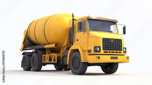 A truck carrying a cement mixer and for concrete. separate 3D animation