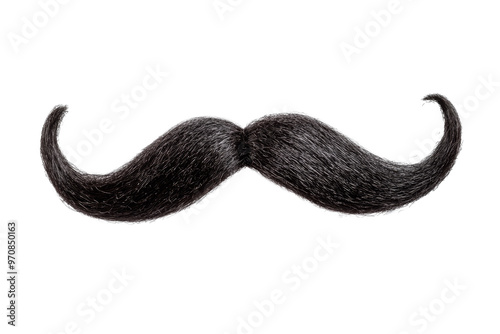 Obraz na płótnie Fake curly black handlebar mustache isolated on white background w salonie