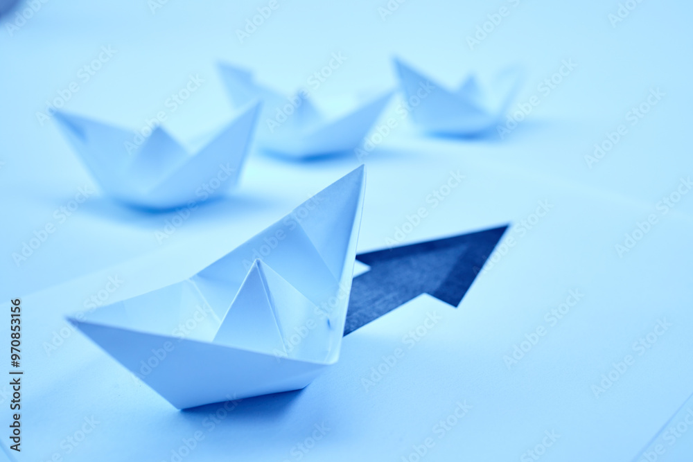 paper boats on the document paper boats on the document