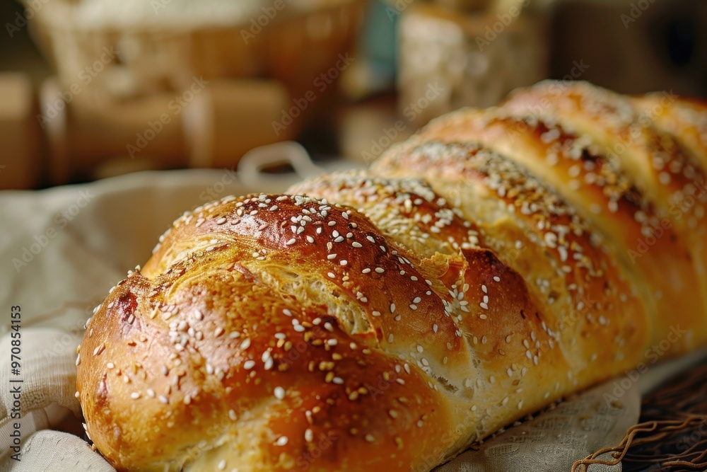 Freshly baked hoagie bread with a golden crust sesame Freshly baked hoagie bread with a golden crust sesame