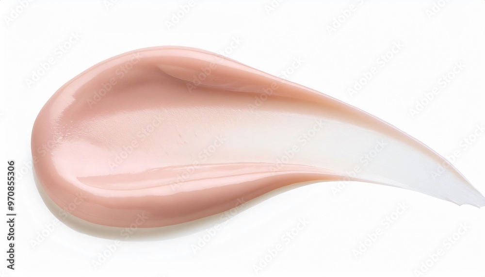 Pink cosmetic cream swatch smear on a white background Pink cosmetic cream swatch smear on a white background