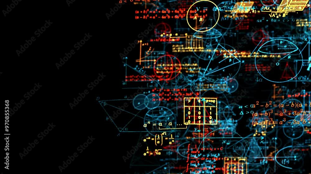 Adobe Math Suspended mathematical equations and symbols surround the camera as it ...