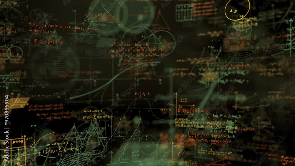 Floating math equations and symbols fill the frame as the camera glides through, emphasizing the complexity of mathematics. A shallow depth of field creates a blurred effect. Floating math equations and symbols fill the frame as the camera glides through, emphasizing the complexity of mathematics. A shallow depth of field creates a blurred effect.
