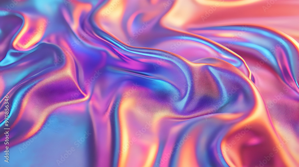 Fototapeta premium Abstract Iridescent Background: Shimmering Waves of Color & Light, Perfect for Design and Presentation
