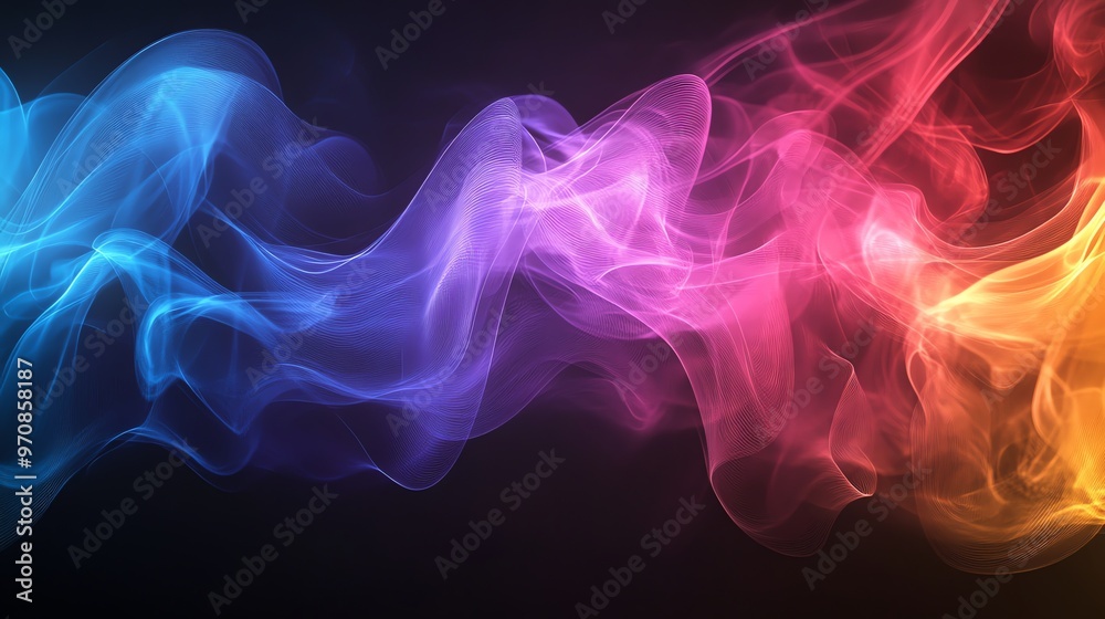 Fototapeta premium Abstract colorful smoke swirls on a black background.