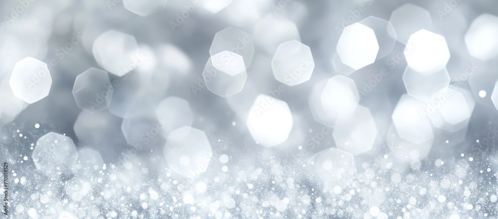Abstract white bokeh background with hexagonal shapes and glitter. Abstract white bokeh background with hexagonal shapes and glitter.
