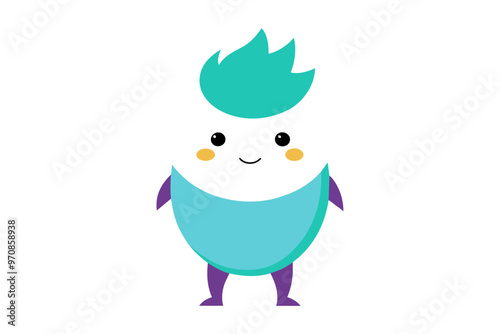  Egg character in various color with casual cool hair vector art illustration