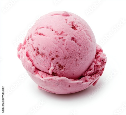 Scoop of pink ice cream isolated on a white background 