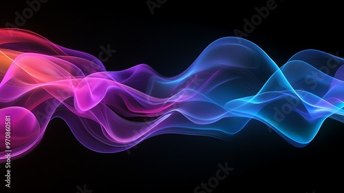 Abstract colorful smoke swirls on a black background.