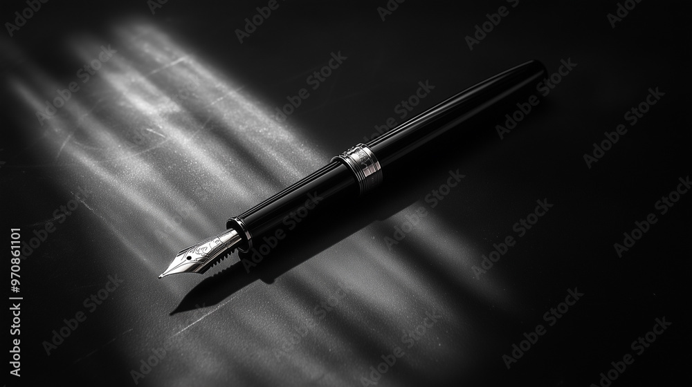 Naklejka premium luxury fountain pen in the dark