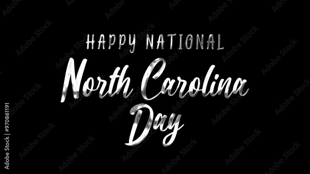 Happy National North Carolina Day Text Animation on Silver Color. Great for Happy National North Carolina Day Celebrations, for banner, social media feed wallpaper stories. Happy National North Carolina Day Text Animation on Silver Color. Great for Happy National North Carolina Day Celebrations, for banner, social media feed wallpaper stories.