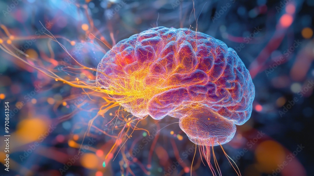 Obraz premium Digital Brain Representation with Neural Connections