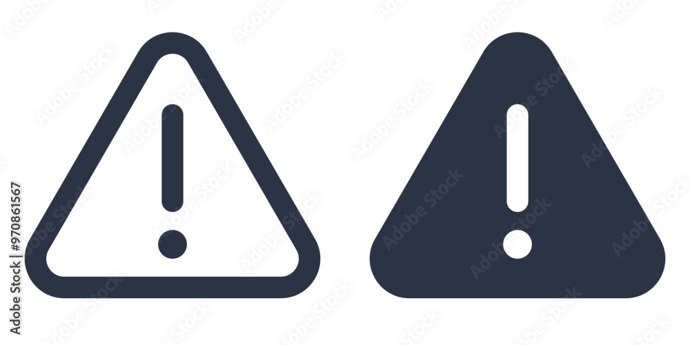 Warning or Exclamation mark in a triangle simple icons set designed in filled, outline, line and stroke style Warning or Exclamation mark in a triangle simple icons set designed in filled, outline, line and stroke style
