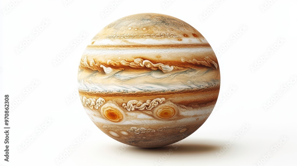 Jupiter clipart, element, 3D illustration, realistic, isolated on white background Jupiter clipart, element, 3D illustration, realistic, isolated on white background